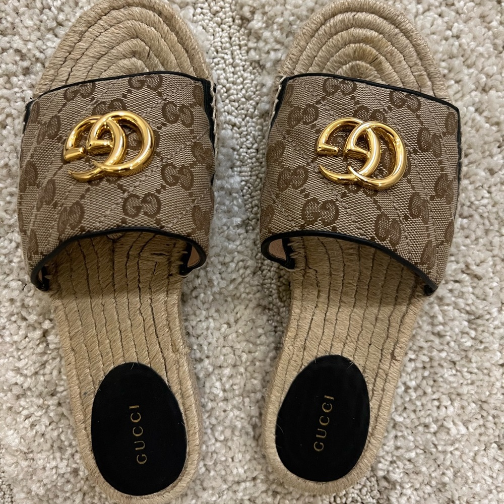 Gucci GG matelassé canvas espadrille sandal